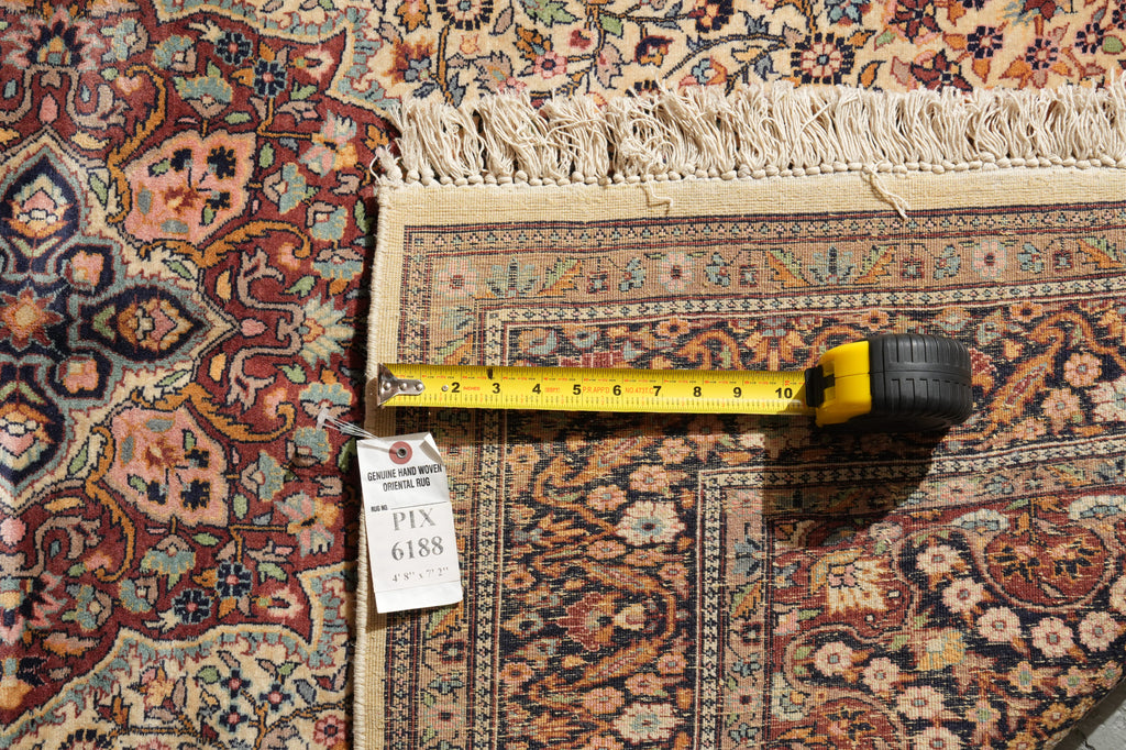 4.8 x 7 Fine Quality Wool Handmade Kashmir Rug #PIX-6188