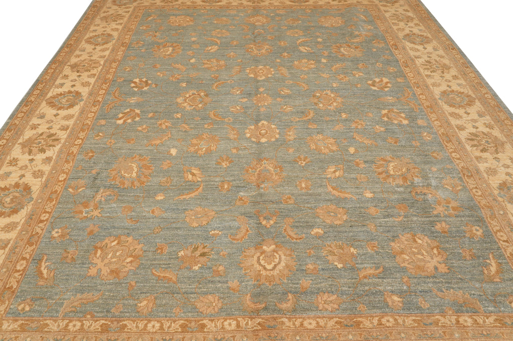 9 x 12 Light Aqua Green Handmade Rug #PIX-17458