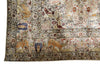 Load image into Gallery viewer, A close-up of an ornate vintage-style rug corner showing detailed floral and animal motifs in beige, brown, blue, and rust tones.