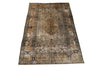 Load image into Gallery viewer, A traditional oriental area rug with a distressed, vintage pattern in muted tones of beige, brown, gray, and blue, shown flat against a white background.