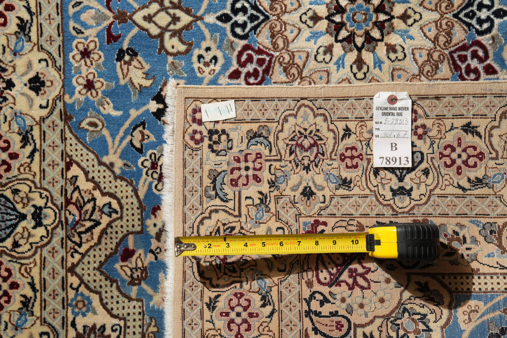 4 x 6.7 Authentic Persian Nain Rug LIGHT BLUE #B-78913