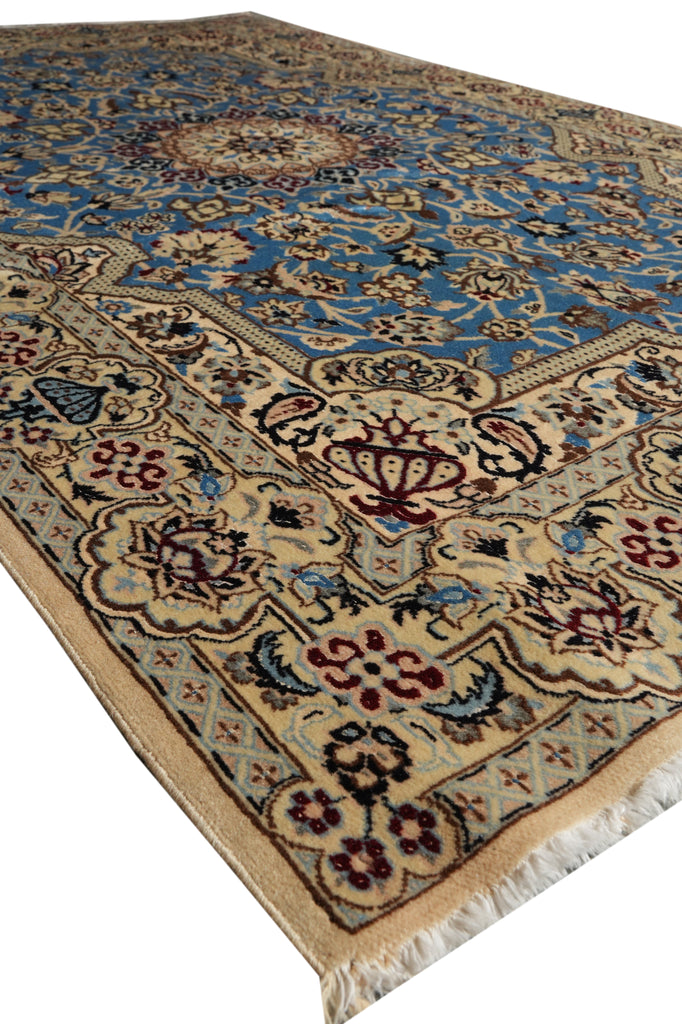 4 x 6.7 Authentic Persian Nain Rug LIGHT BLUE #B-78913