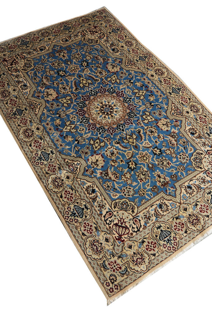 4 x 6.7 Authentic Persian Nain Rug LIGHT BLUE #B-78913