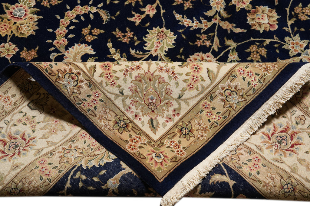 9.9 x 14 High Quality Wool and Silk Handmade Rug Black #PIX-2417