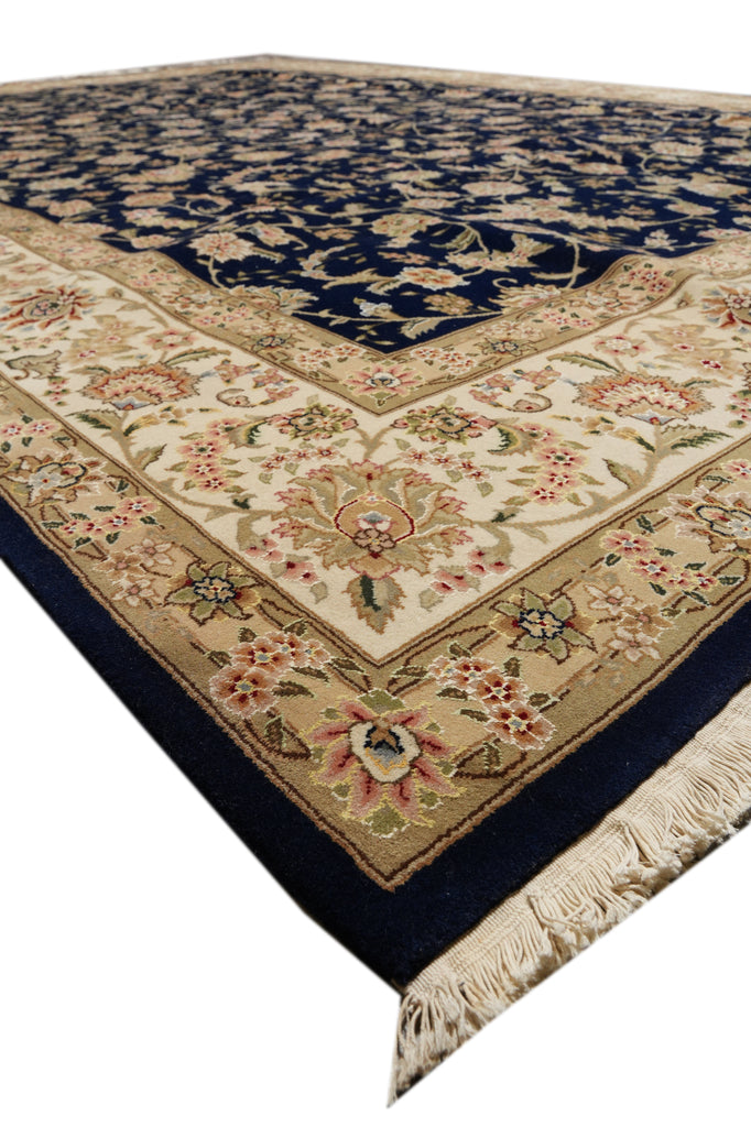 9.9 x 14 High Quality Wool and Silk Handmade Rug Black #PIX-2417