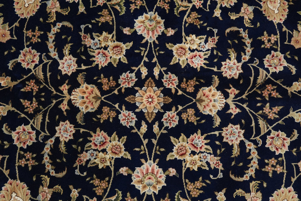 9.9 x 14 High Quality Wool and Silk Handmade Rug Black #PIX-2417