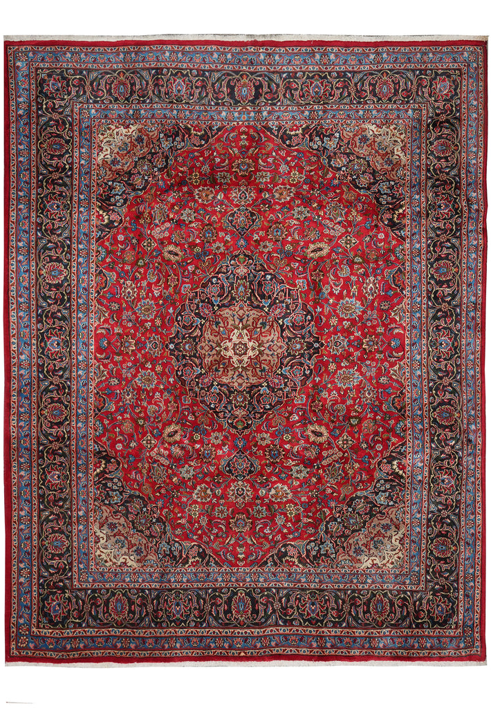 9.9 x 12 Persian Kashan Mashad Rug Classic Traditional Red Blue