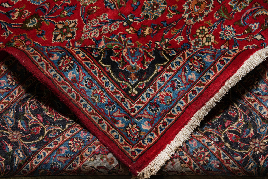 9.9 x 12 Persian Kashan Mashad Rug Classic Traditional Red Blue #F-4572
