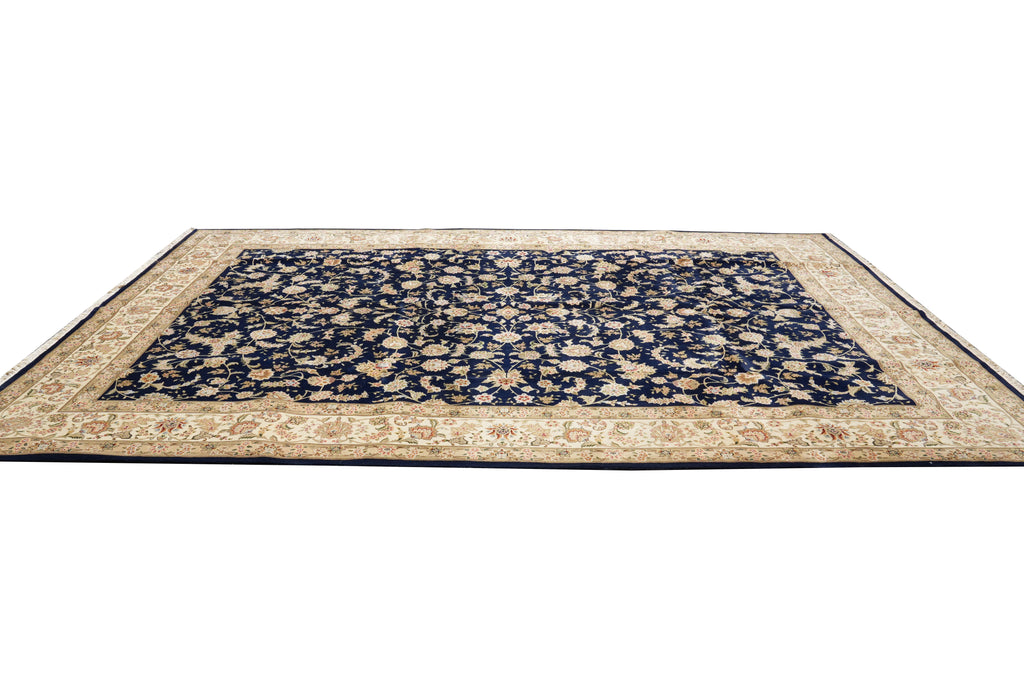 9.9 x 14 High Quality Wool and Silk Handmade Rug Black #PIX-2417