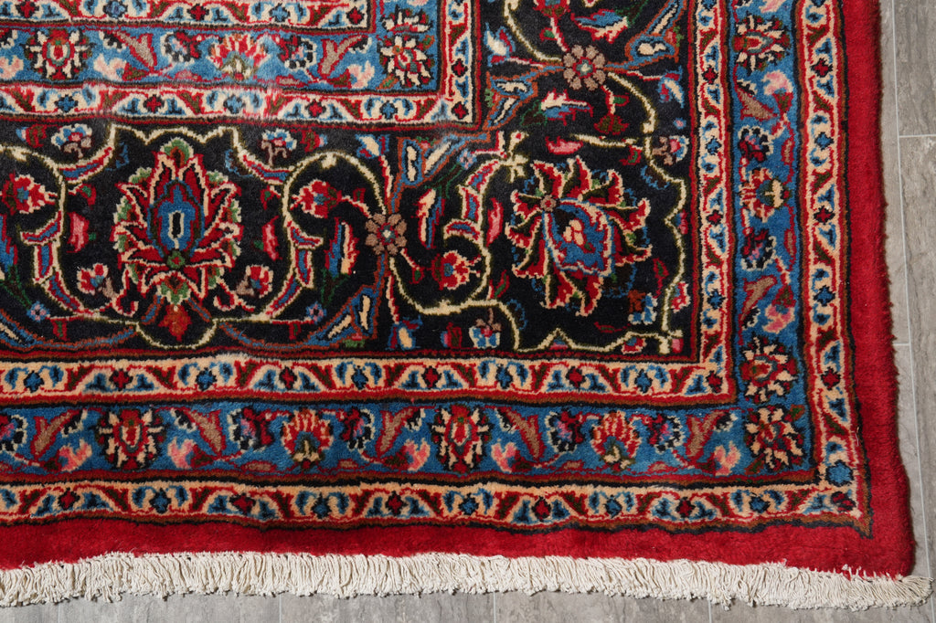 9.9 x 12 Persian Kashan Mashad Rug Classic Traditional Red Blue #F-4572