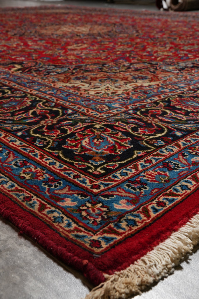 9.9 x 12 Persian Kashan Mashad Rug Classic Traditional Red Blue #F-4572