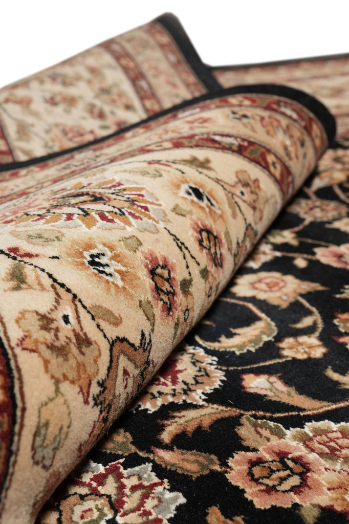 8.6 x 11.6 Wool and Silk Handmade Tabriz Rug Black #PIX-13158