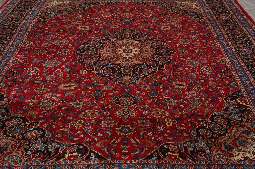 9.9 x 12 Persian Kashan Mashad Rug Classic Traditional Red Blue #F-4572