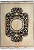 Load image into Gallery viewer, 5 x 8 High Quality SIGNED Wool and Silk Persian Tabriz Rug BLACK 400 KPSI #PIX-26510
