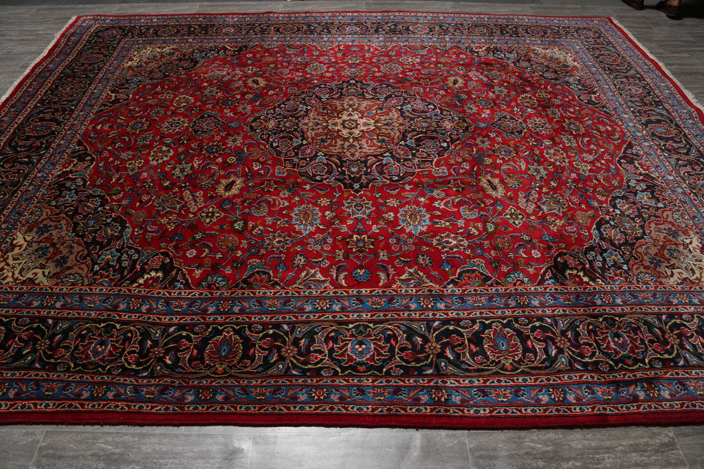 9.9 x 12 Persian Kashan Mashad Rug Classic Traditional Red Blue #F-4572