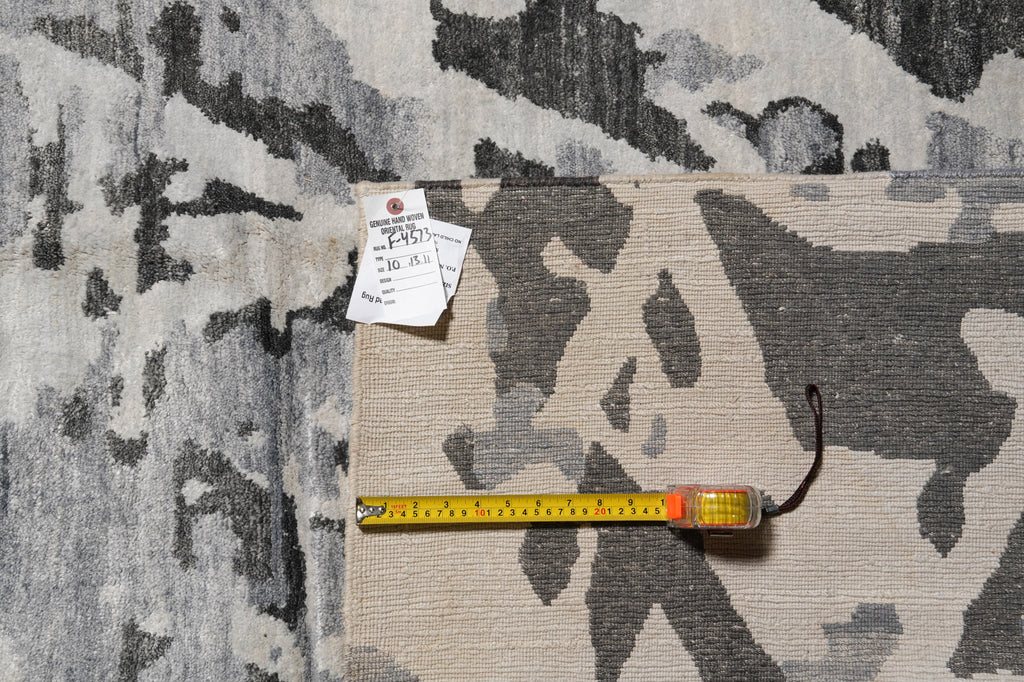 10 x 14 Quality Handmade Modern Rug Gray Wool and Silk #F-4573