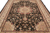 Load image into Gallery viewer, 8.6 x 11.6 Wool and Silk Handmade Tabriz Rug Black #PIX-13158