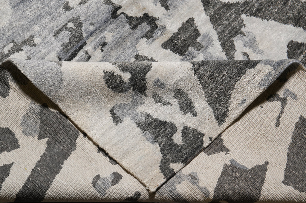 10 x 14 Quality Handmade Modern Rug Gray Wool and Silk #F-4573