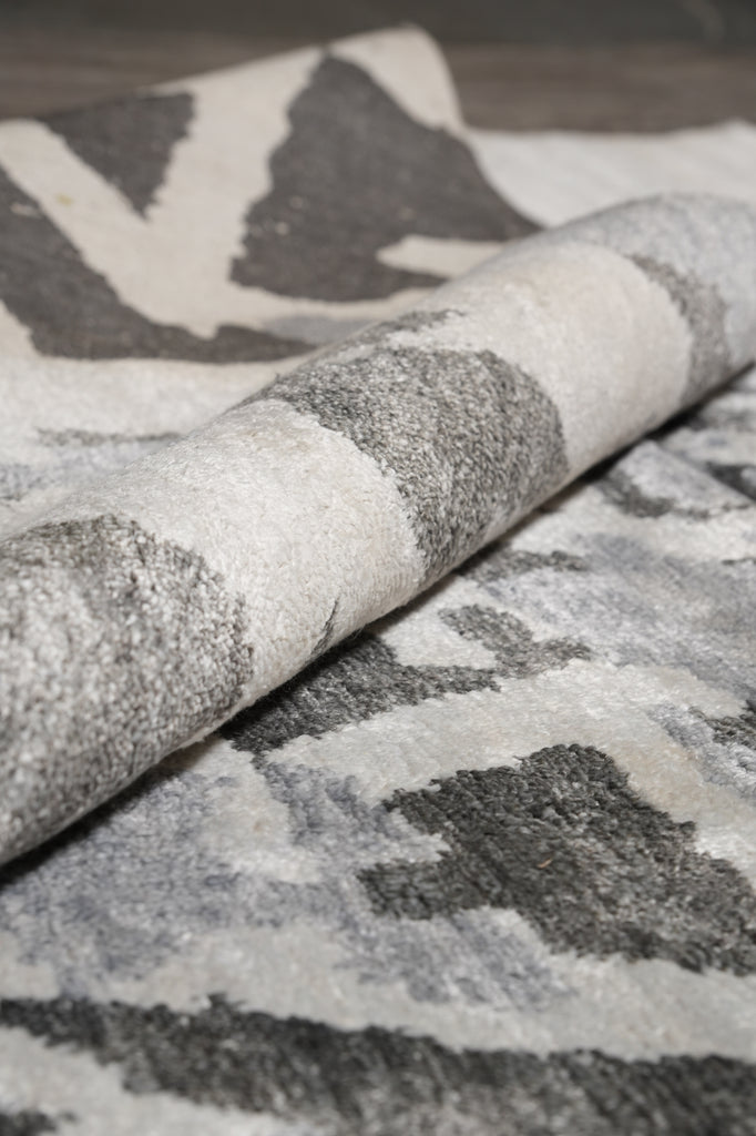 10 x 14 Quality Handmade Modern Rug Gray Wool and Silk #F-4573