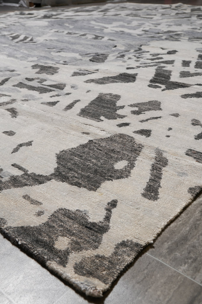 10 x 14 Quality Handmade Modern Rug Gray Wool and Silk #F-4573