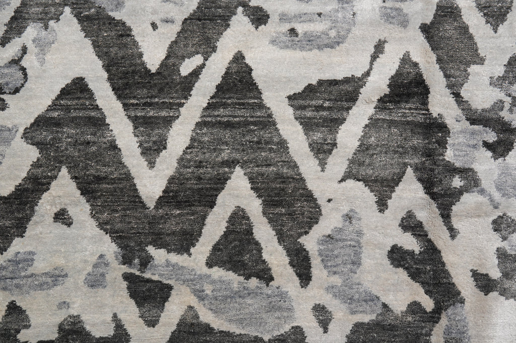 10 x 14 Quality Handmade Modern Rug Gray Wool and Silk #F-4573