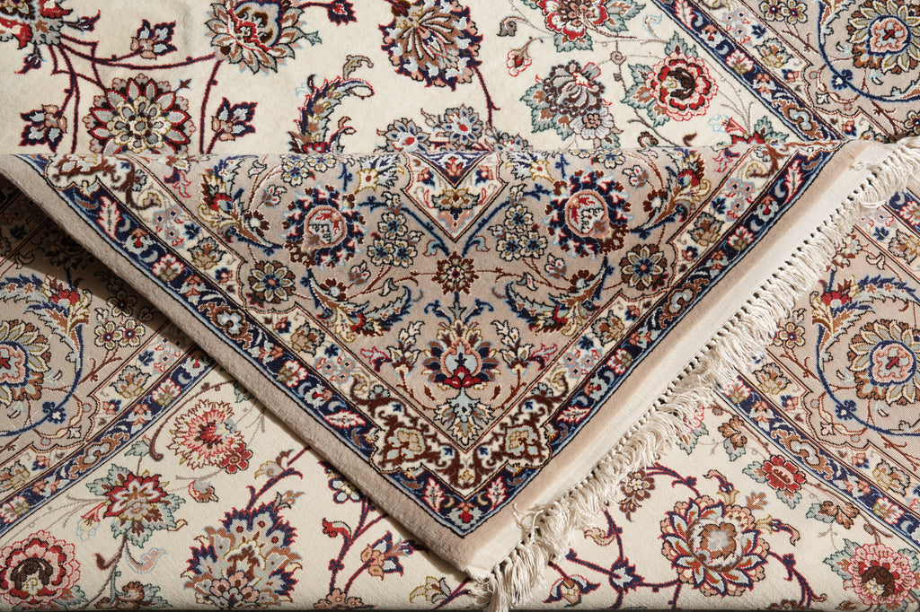 5 x 7.8 SIGNED Authentic Persian Esfahan Rug Wool and Silk on Silk 500 KPSI #PIX-16884