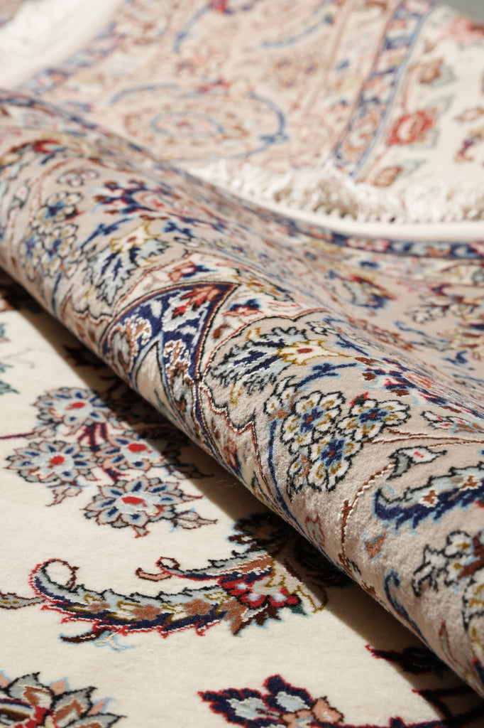 5 x 7.8 SIGNED Authentic Persian Esfahan Rug Wool and Silk on Silk 500 KPSI #PIX-16884