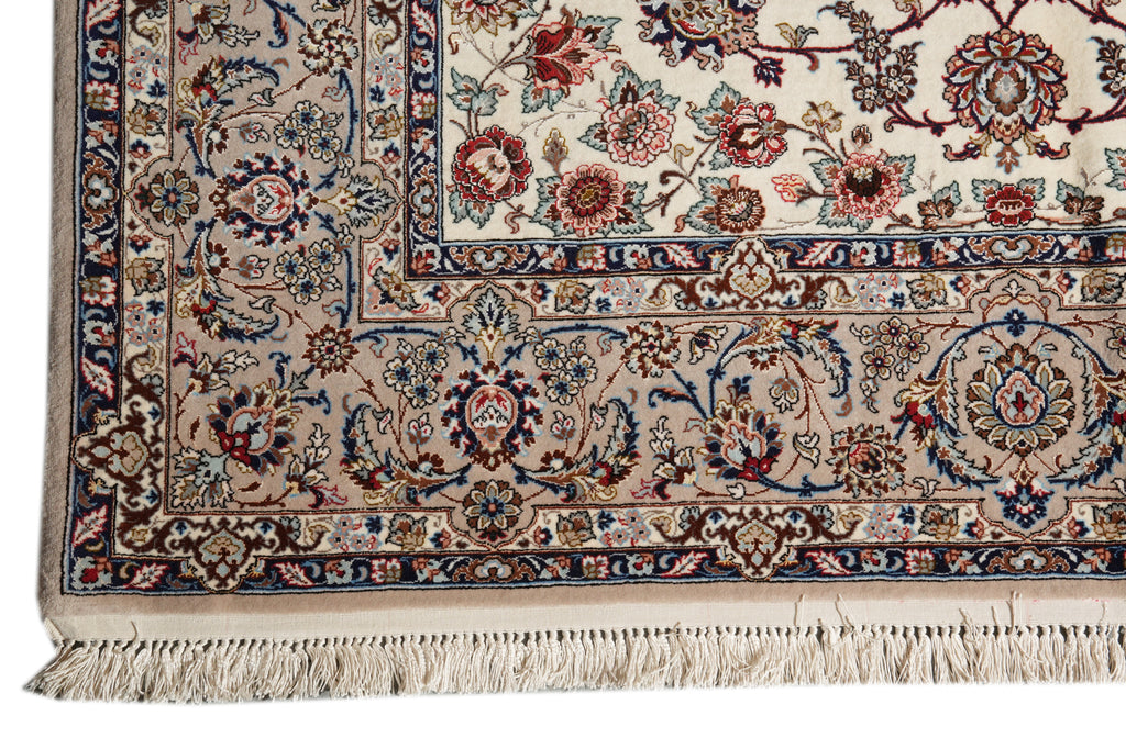 5 x 7.8 SIGNED Authentic Persian Esfahan Rug Wool and Silk on Silk 500 KPSI #PIX-16884