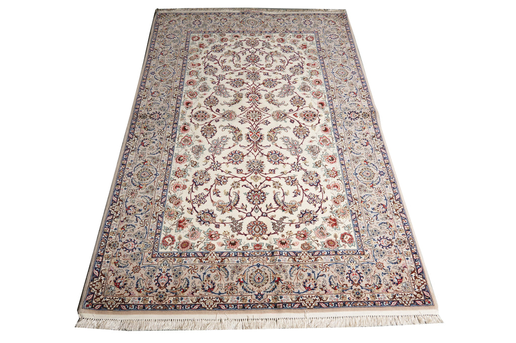 5 x 7.8 SIGNED Authentic Persian Esfahan Rug Wool and Silk on Silk 500 KPSI #PIX-16884