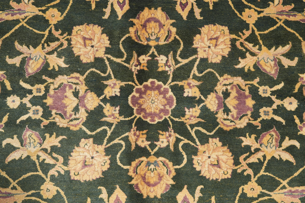 9.9 x 14 Quality Handmade Agra Rug Green and Lavander #PIX-8669