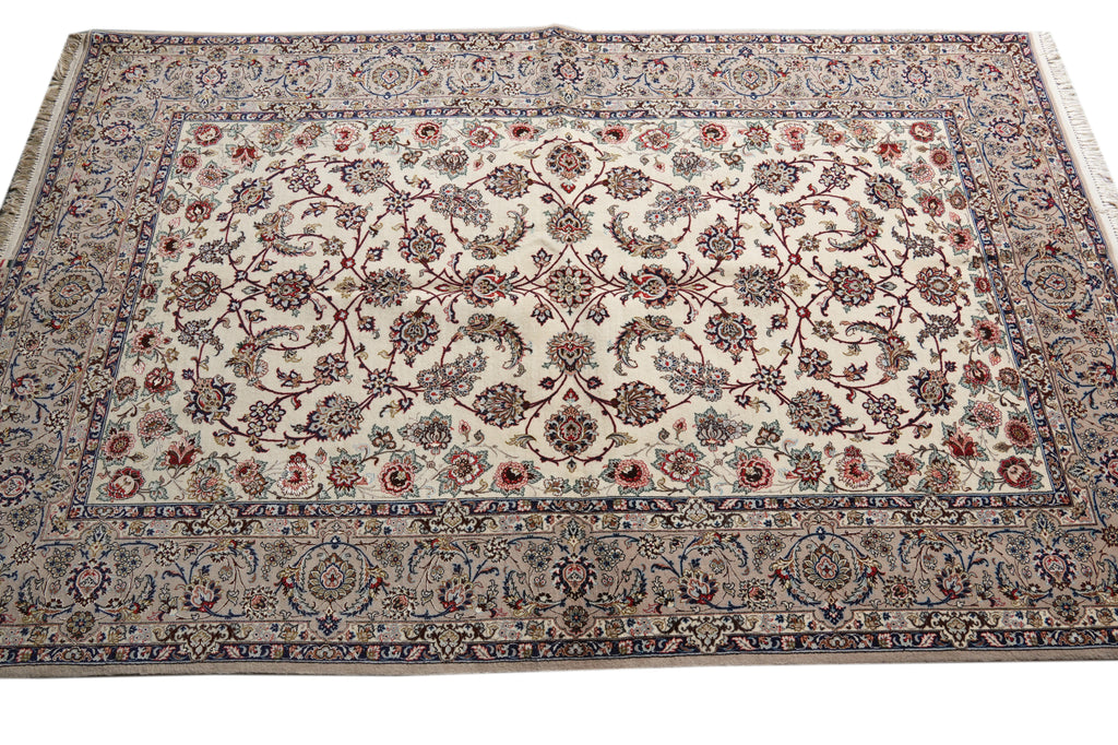5 x 7.8 SIGNED Authentic Persian Esfahan Rug Wool and Silk on Silk 500 KPSI #PIX-16884