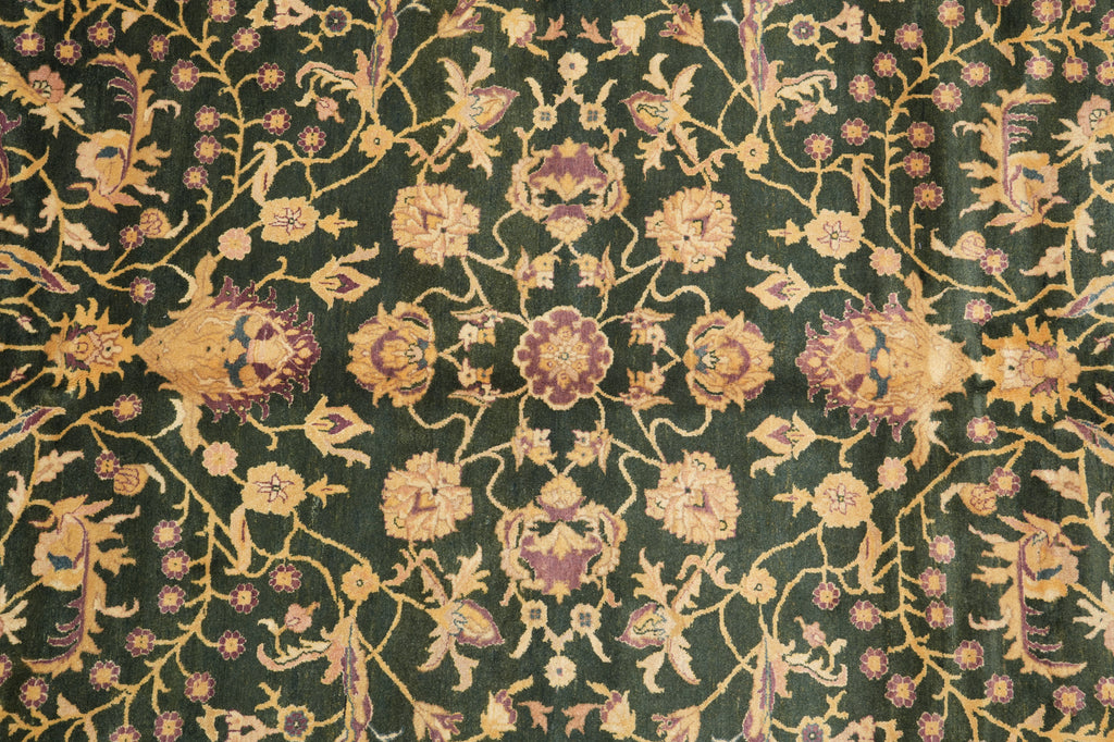 9.9 x 14 Quality Handmade Agra Rug Green and Lavander #PIX-8669