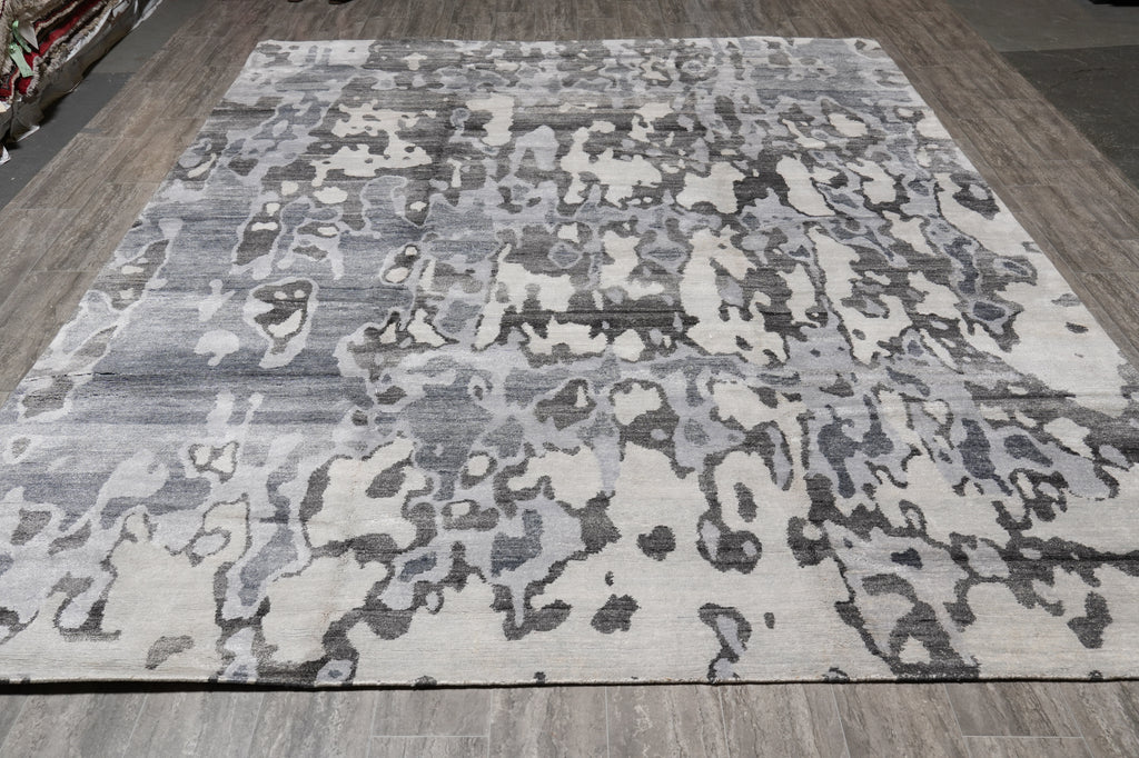 9 x 12 Contemporary Handmade Quality Rug Gray #F-4574