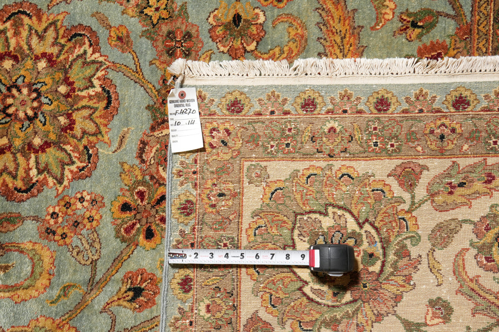 10 x 14 Quality Handamde Jaipur Rug Light Blue and Gold #F-4270