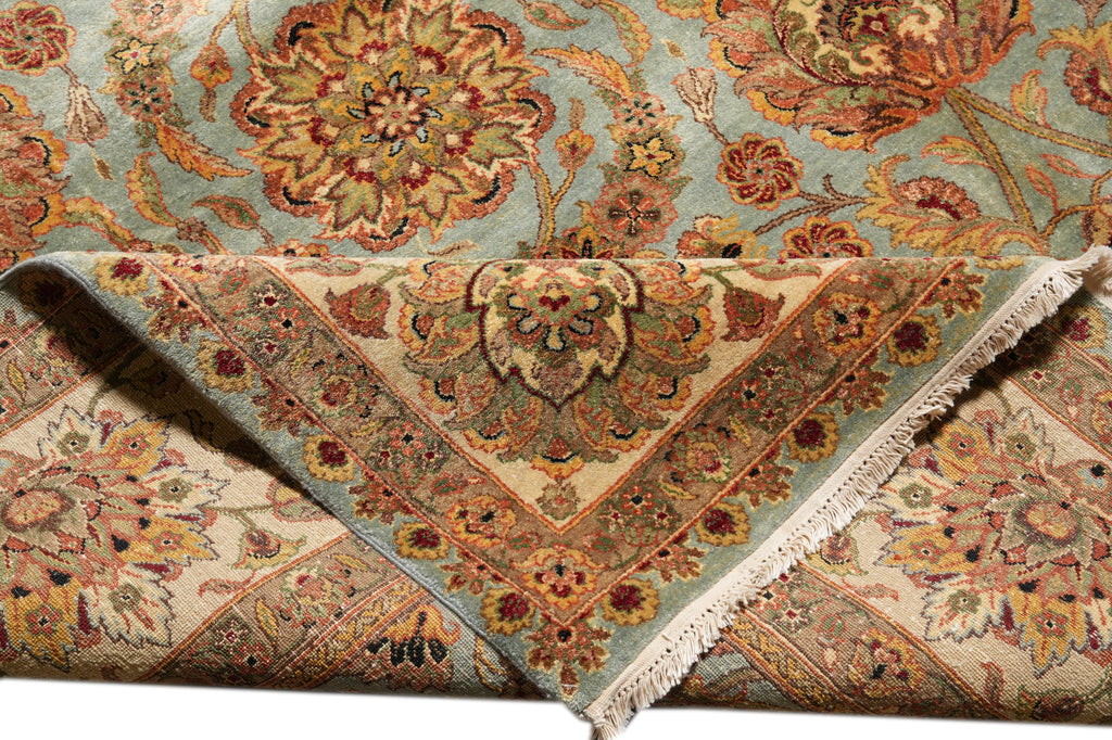 10 x 14 Quality Handamde Jaipur Rug Light Blue and Gold #F-4270