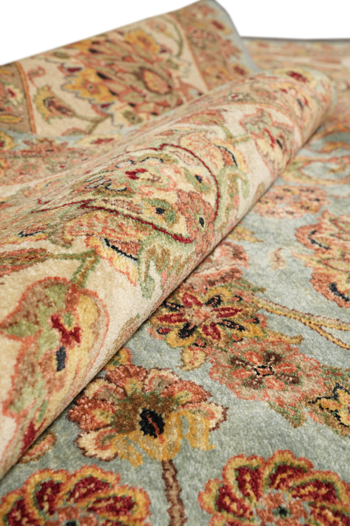 10 x 14 Quality Handamde Jaipur Rug Light Blue and Gold #F-4270