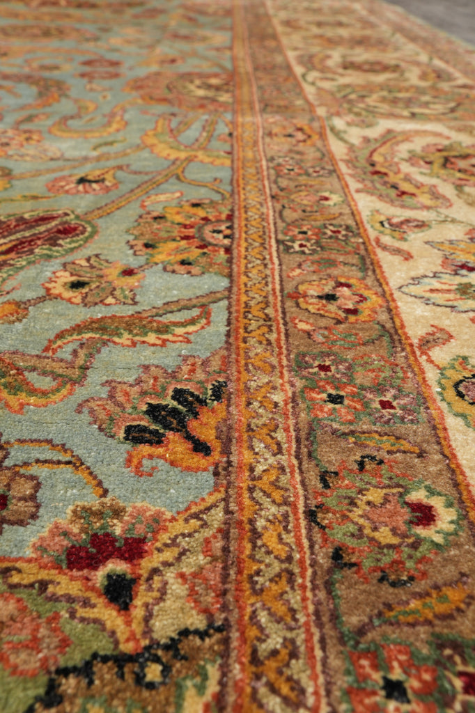 10 x 14 Quality Handamde Jaipur Rug Light Blue and Gold #F-4270