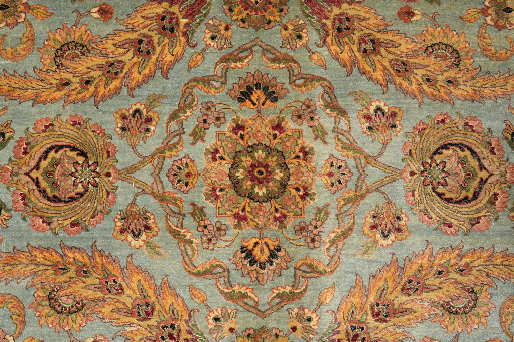 10 x 14 Quality Handamde Jaipur Rug Light Blue and Gold #F-4270