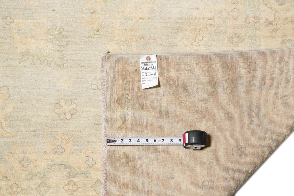 9 x 11.8 Soft Light Green Transitional Chobi Zigler Rug #PIX-28485