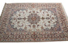 Load image into Gallery viewer, A traditional oriental-style area rug with an intricate floral pattern, featuring a central medallion, detailed borders, and fringe on the top and bottom edges.