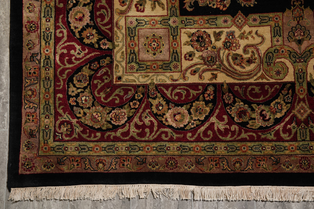 8 x 10 Quality Jaipur Rug Lustrous Dense Wool Black Burgudny #F-4575