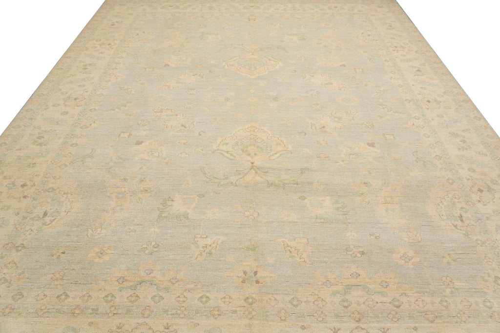 9 x 11.8 Soft Light Green Transitional Chobi Zigler Rug #PIX-28485
