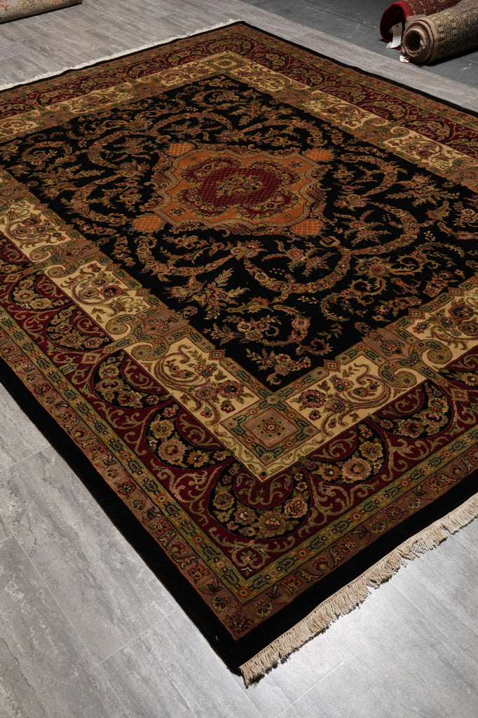8 x 10 Quality Jaipur Rug Lustrous Dense Wool Black Burgudny #F-4575
