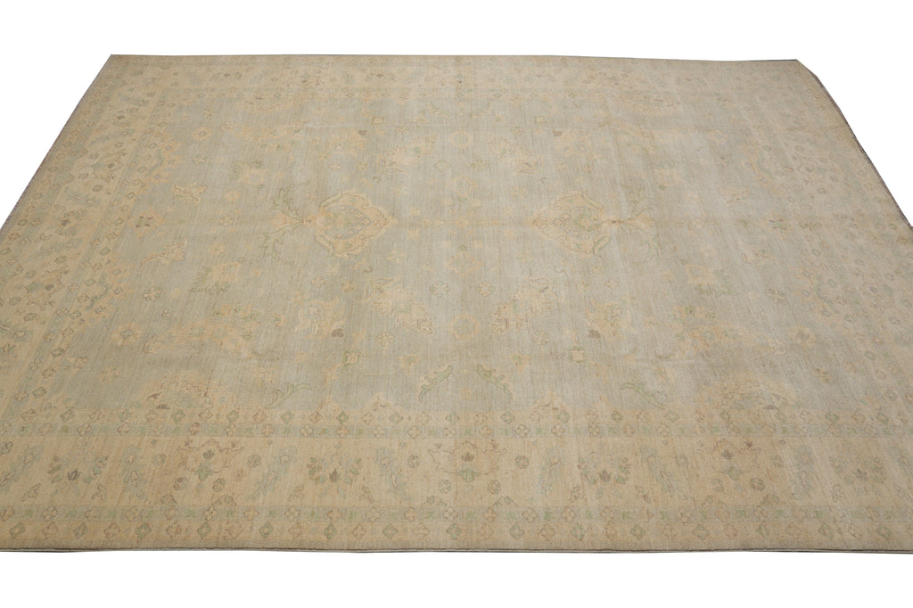 9 x 11.8 Soft Light Green Transitional Chobi Zigler Rug #PIX-28485