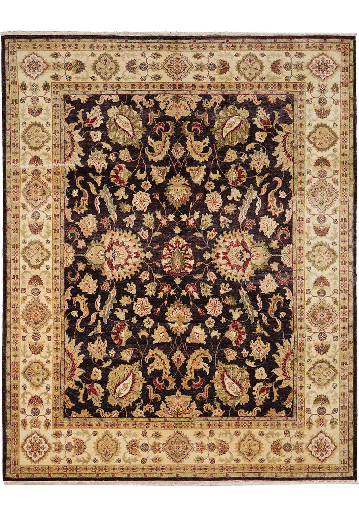 8 x 10 Dark Brown Black Chobi Peshawar Rug