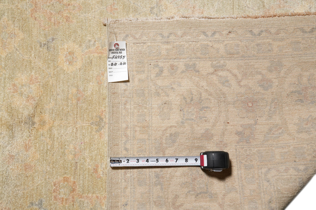 9 x 12 Neutral Faded Light Green Chobi Peshawar Rug #F-4255