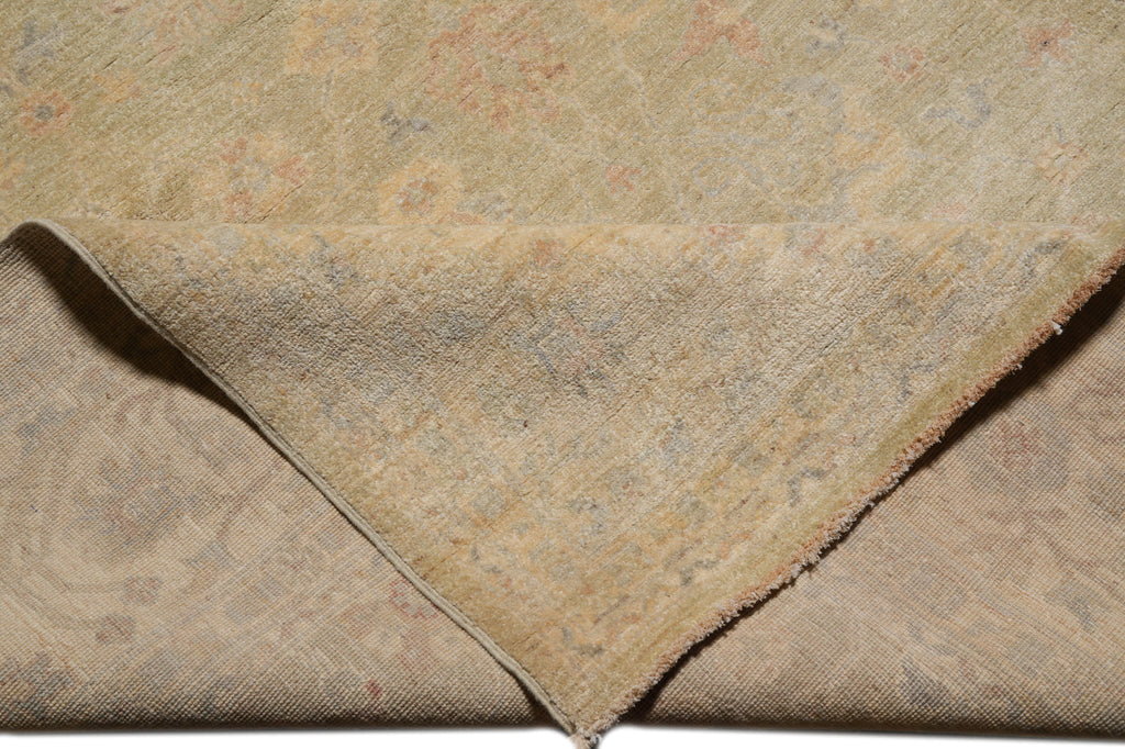 9 x 12 Neutral Faded Light Green Chobi Peshawar Rug #F-4255