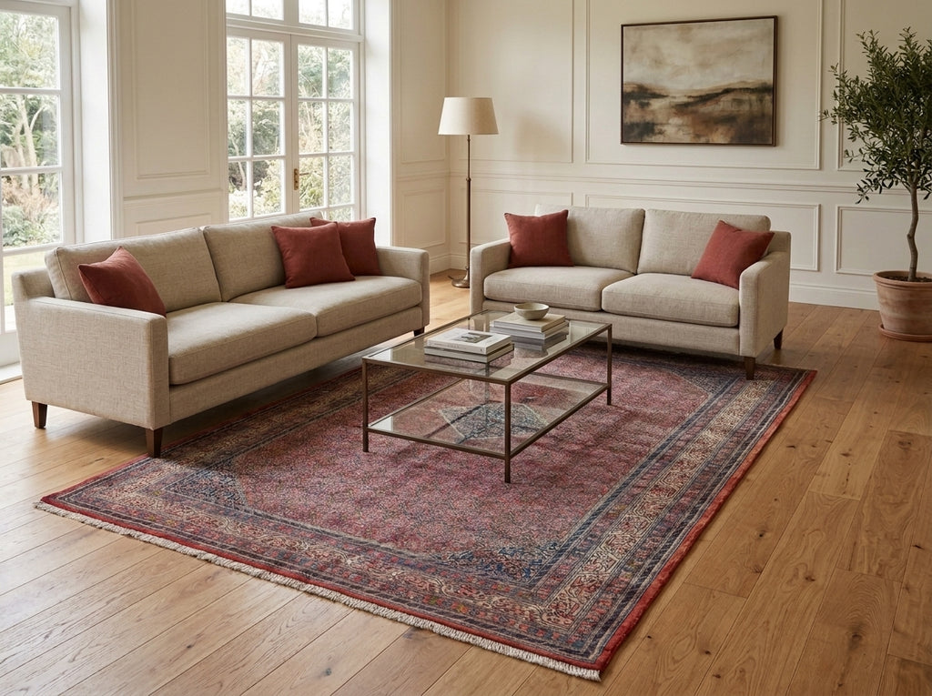 7' x 10' Coral Red Fine Persian Kord Lilihan Bijar Rug 72757