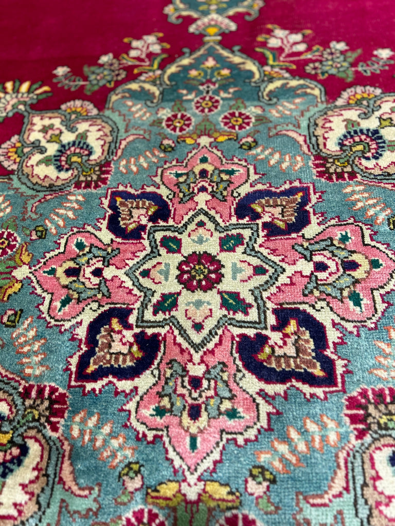 6.8 x 9.10 ELEGANT Classic Persian Tabriz Open Field ROBY RED #PIX-11943