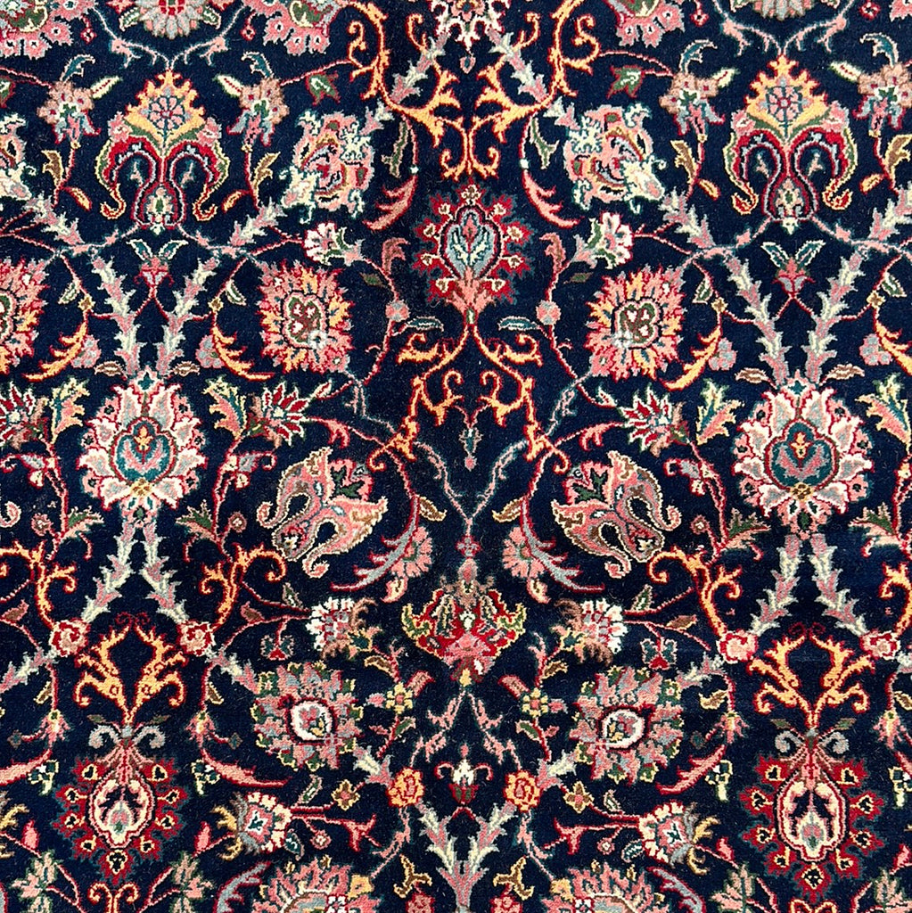 10 x 13.8 Dark Navy Blue Purple Handmade Tabriz Style Rug 1011